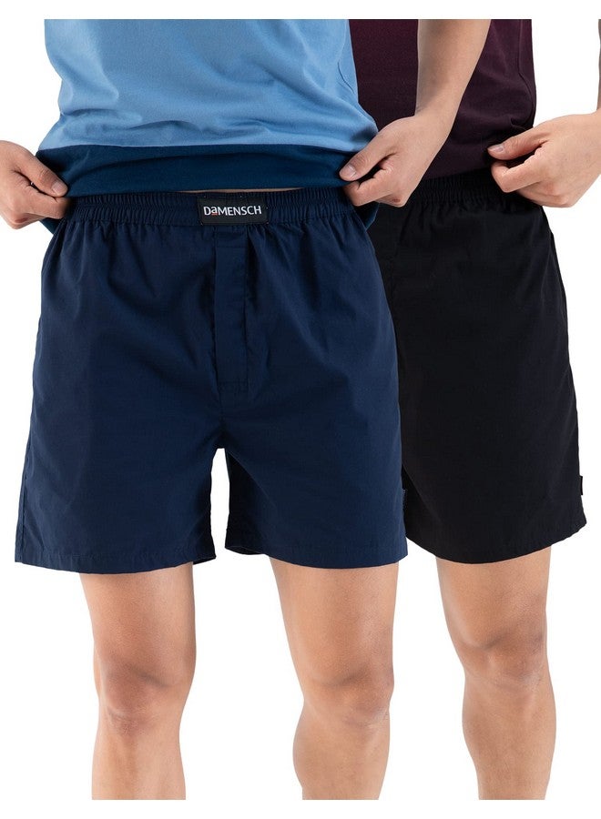 DaMENSCH DAMENSCH Men's Regular Fit Cotton Breeze Ultra-Light Solid Pack of 2 Boxer Shorts  - Image 1
