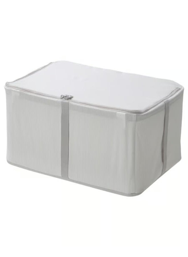 STORK HEMMAFIXARE Stackable (Storage case, fabric striped/white/grey, 34x51x19 cm) - Image 1
