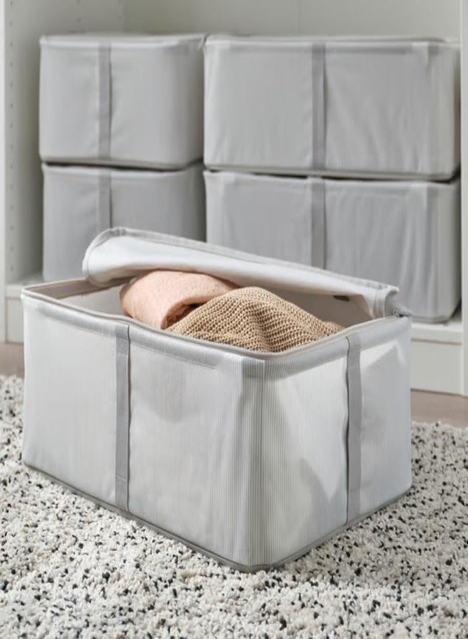 STORK HEMMAFIXARE Stackable (Storage case, fabric striped/white/grey, 34x51x19 cm) - Image 2