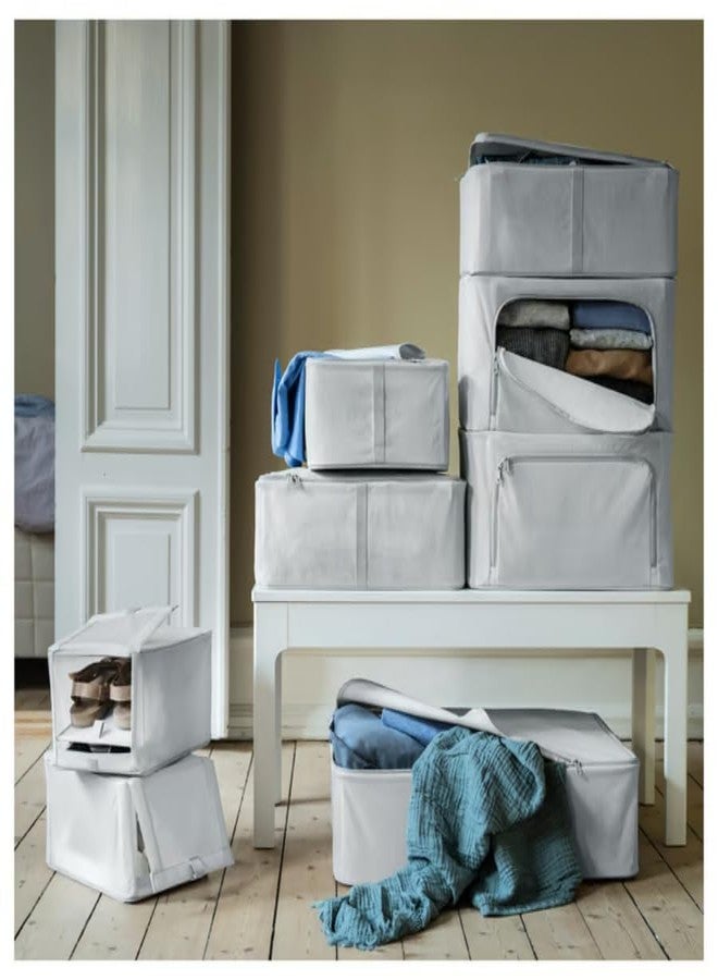 STORK HEMMAFIXARE Stackable (Storage case, fabric striped/white/grey, 34x51x19 cm) - Image 5