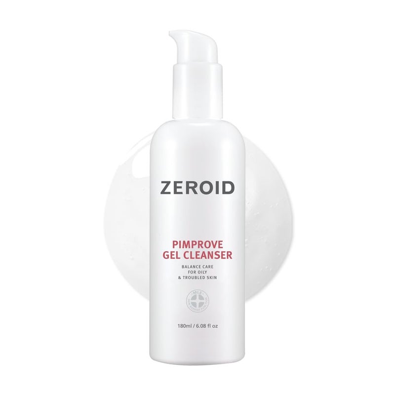ZEROID | Pimprove Gel Cleanser | Gentle Face Cleanser | Face Wash for Sensitive Skin | Balanced Care for Oily & Troubled Skin | Acne-Prone Skincare | Korean Dermocosmetic | 6.08 fl oz (180ml) - Image 1