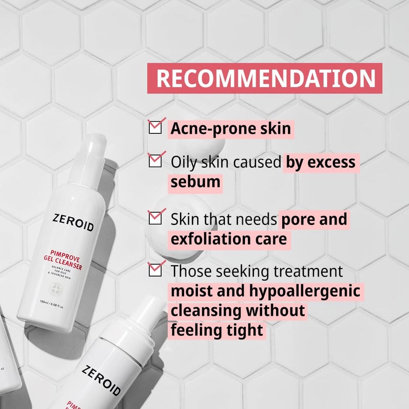 ZEROID | Pimprove Gel Cleanser | Gentle Face Cleanser | Face Wash for Sensitive Skin | Balanced Care for Oily & Troubled Skin | Acne-Prone Skincare | Korean Dermocosmetic | 6.08 fl oz (180ml) - Image 5