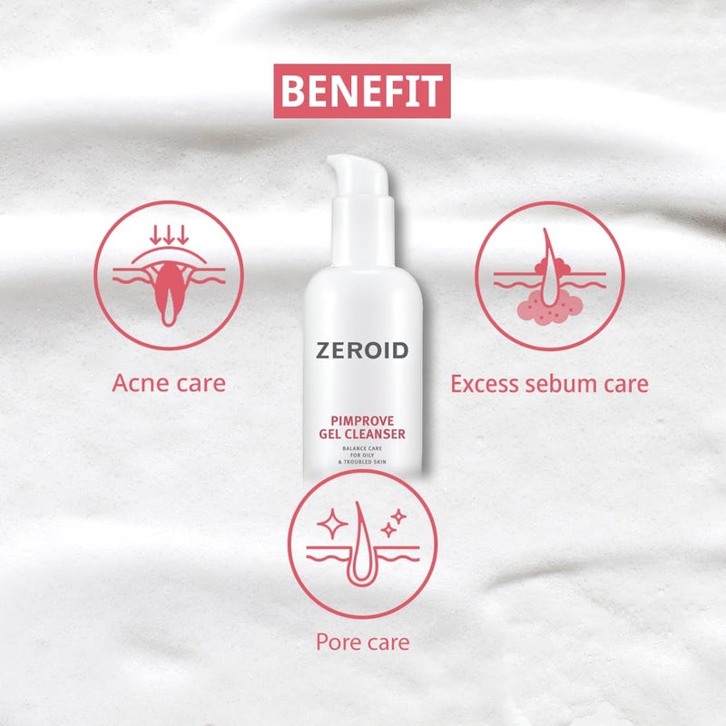 ZEROID | Pimprove Gel Cleanser | Gentle Face Cleanser | Face Wash for Sensitive Skin | Balanced Care for Oily & Troubled Skin | Acne-Prone Skincare | Korean Dermocosmetic | 6.08 fl oz (180ml) - Image 4