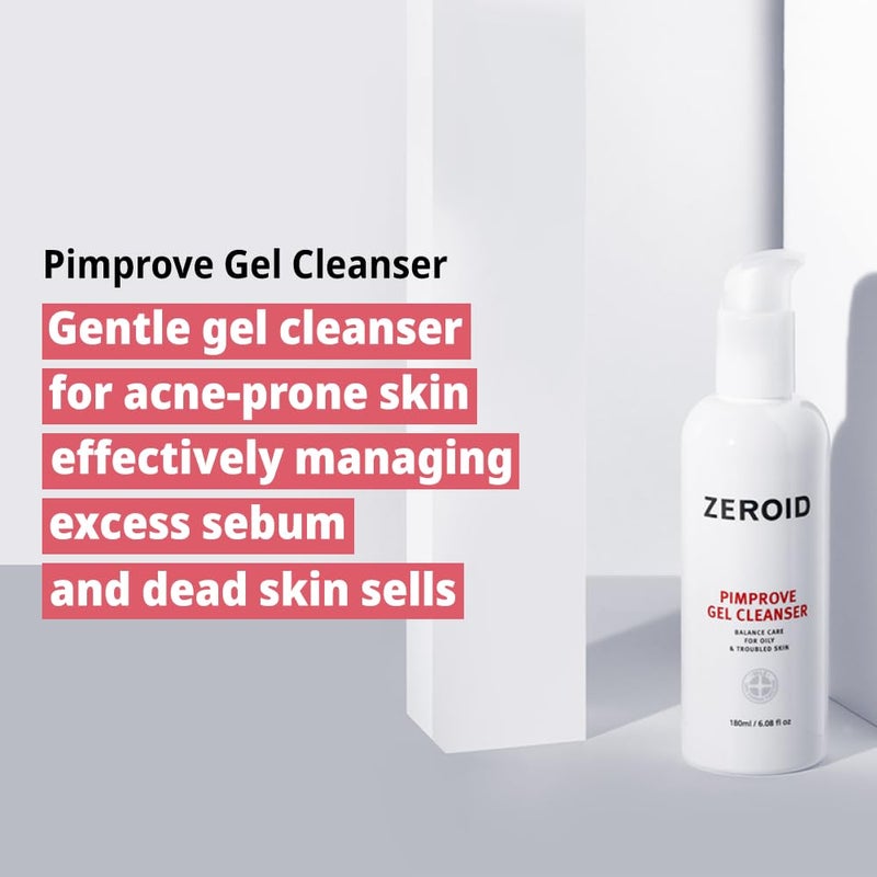 ZEROID | Pimprove Gel Cleanser | Gentle Face Cleanser | Face Wash for Sensitive Skin | Balanced Care for Oily & Troubled Skin | Acne-Prone Skincare | Korean Dermocosmetic | 6.08 fl oz (180ml) - Image 2