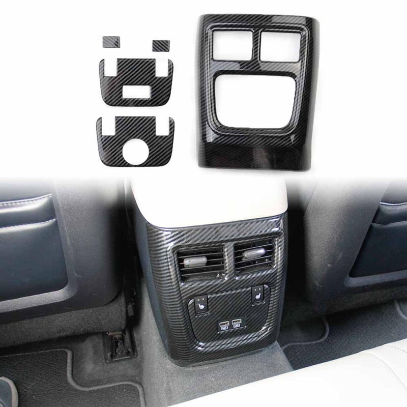 صندوق مسند الذراع الخلفي من كروسليك مصنوع من ألياف الكربون مع فتحة تكييف هواء لسيارة دودج تشارجر 2011 وكرايسلر 300 2015-2021