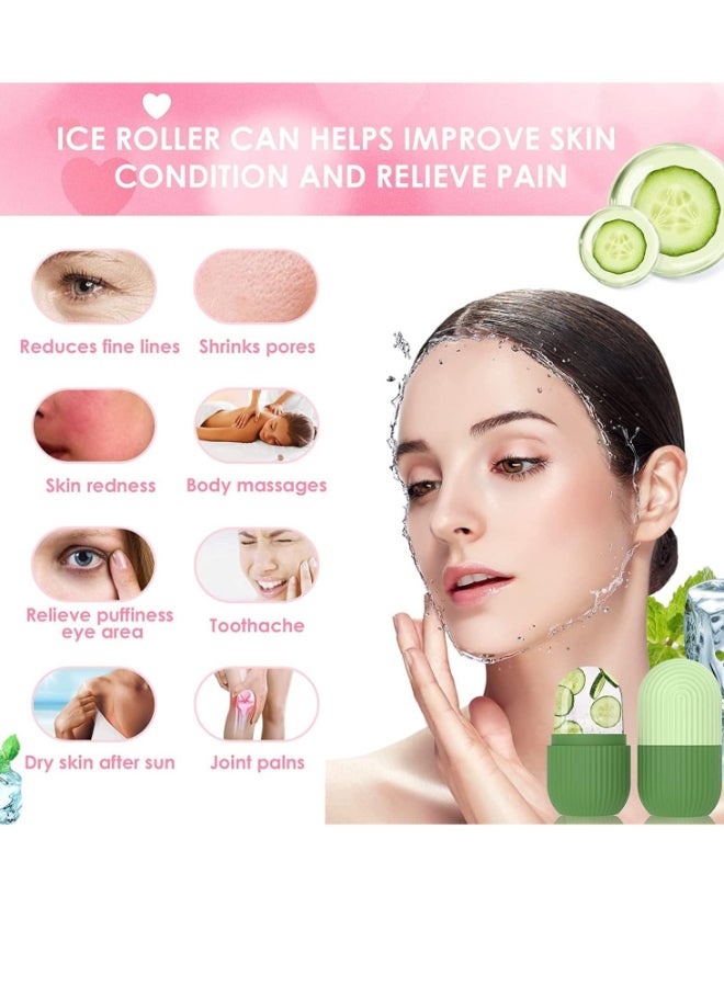 MJZ Face Ice Roller & Facial Massager Tool, Beauty Glow Cube Ice Roller for Face Skin Care Tools for Eye Wrinkles, Acne Puffiness Relief (Green)  - Image 2
