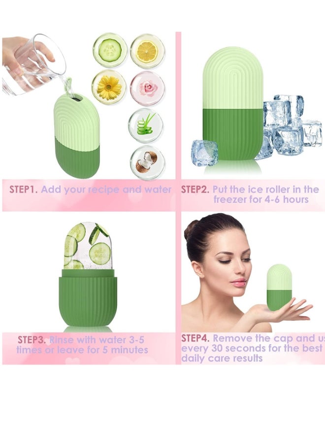 MJZ Face Ice Roller & Facial Massager Tool, Beauty Glow Cube Ice Roller for Face Skin Care Tools for Eye Wrinkles, Acne Puffiness Relief (Green)  - Image 5