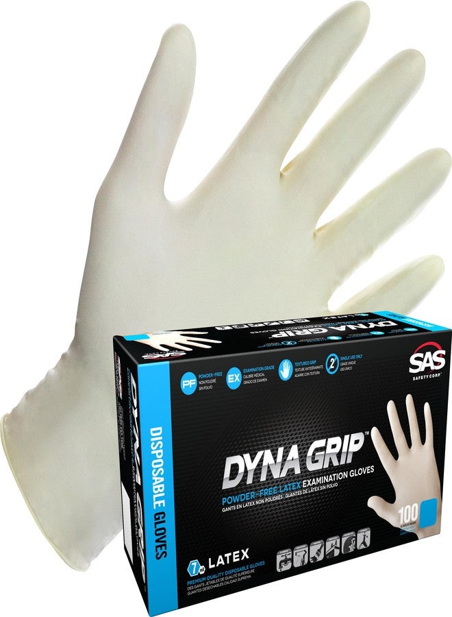 SAS Dyna Grip Powder-Free Premium Latex Disposable Gloves | 7 Mil - XL - 100 Count | Textured Grip, Beaded Cuff, Single Use | for Automotive, Industrial, Janitorial, MRO, Food Service | 650-1004 - Image 1