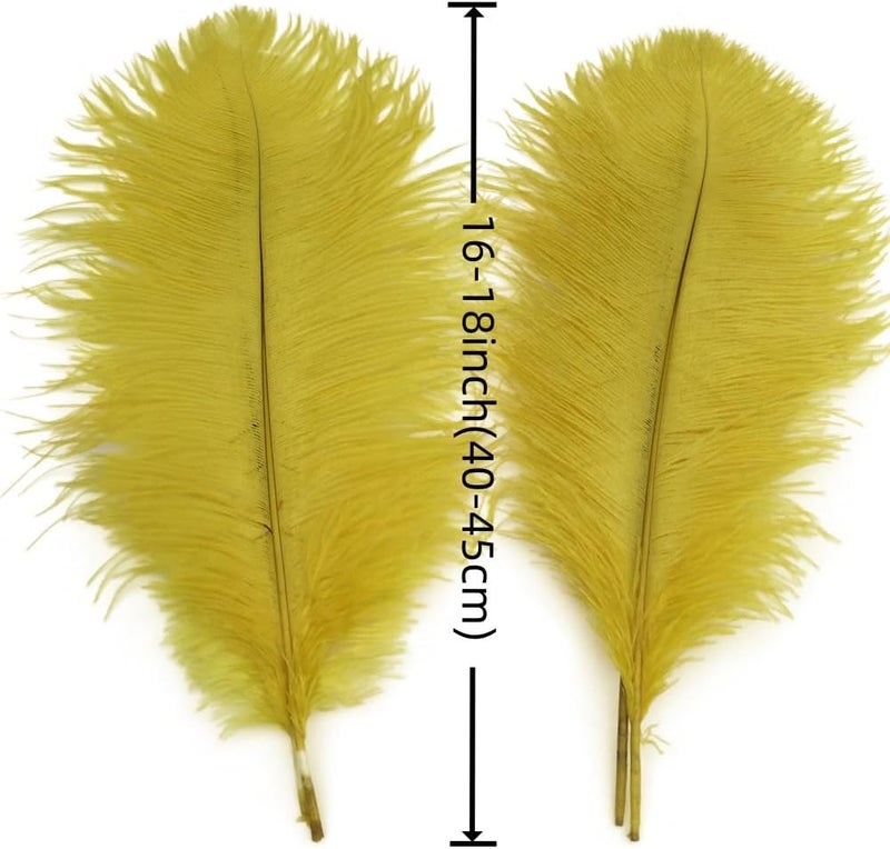 Sowder 5pcs Ostrich Feathers 16-18inch(40-45cm) Home Wedding Decoration(Yellow) - Image 3