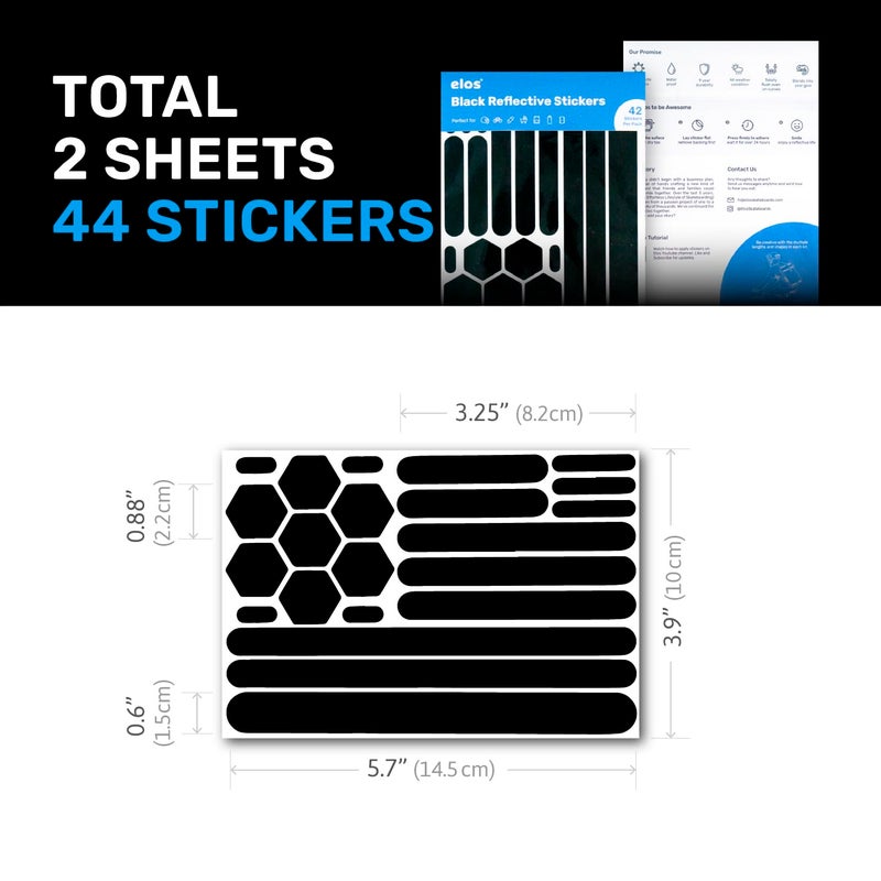 Elos Reflective Gear 3M Reflective Black Stickers - Reflective Helmet Tape, Motorcycle Reflective Tape, Hi Viz Stickers for Helmets - Discreet Black Until Light Hits It (Regular Style, 2, Count) - Image 2