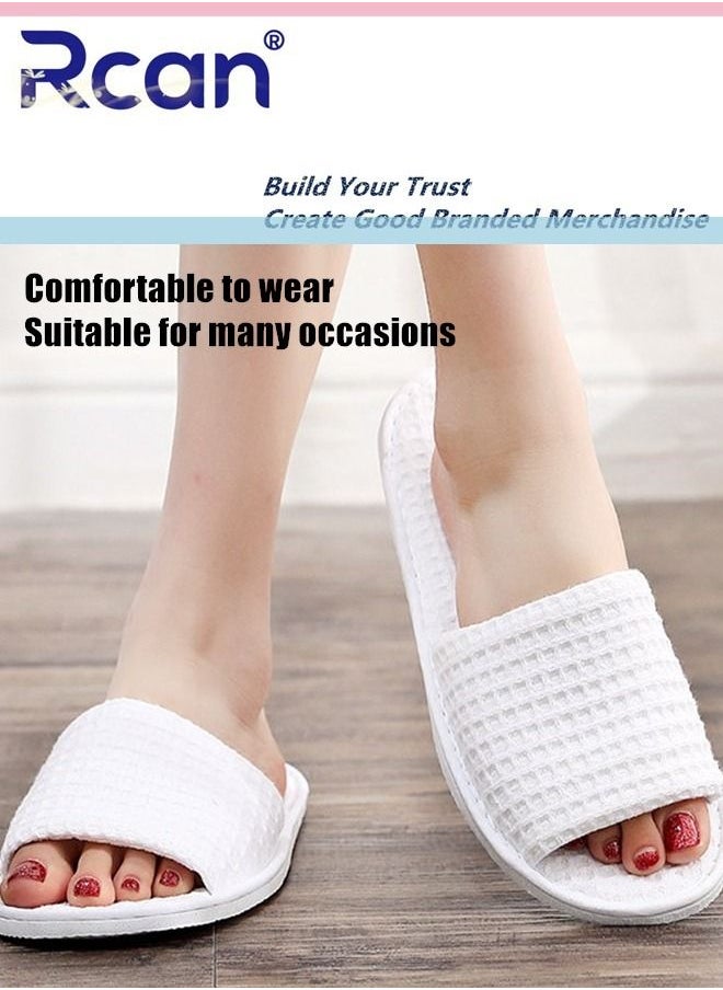 Rcan 5 Pairs Disposable Adult Guest Slippers, Open Toe Bulk Slippers, Multicolor Breathable Linen Slipper for Home, Hotel, Travel, SPA, Party  - Image 3