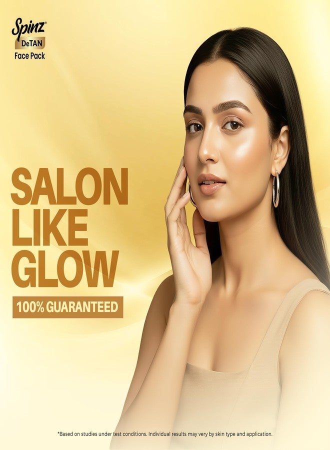 Spinz DeTan Face Pack with Besan, Honey & Kojic Acid | Tan Removal cream for Brightening & Glow | Salon-like Glow in 15 mins | 144g, Pack of 2 (72g x 2) - Image 2