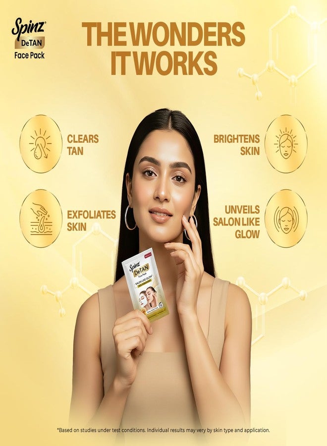 Spinz DeTan Face Pack with Besan, Honey & Kojic Acid | Tan Removal cream for Brightening & Glow | Salon-like Glow in 15 mins | 144g, Pack of 2 (72g x 2) - Image 4