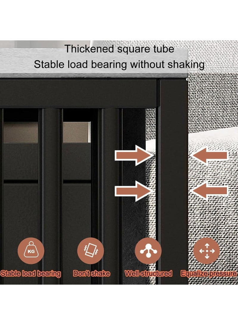 LEDIN Coffee Table, 47.61-inch Modern Coffee Tables for Living Room, 2-Tier Faux Marble Wood Coffee Table, Furniture with Storage Shelf 120x60x40cm (Black) - Image 4