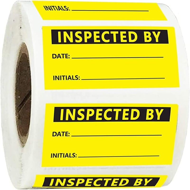 Top label 2X1 Inches Inspected by Stickers,Quality Control Inventory Labels for Company Handling Shipping Warehouse Inventory Quality Control Organization,500 Pcs Per Roll - Image 1