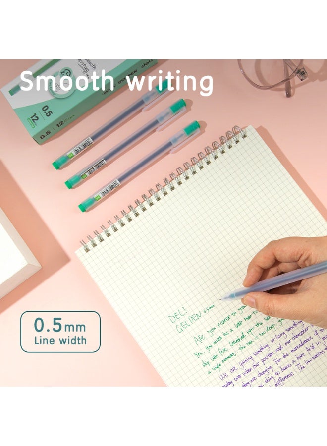 Deli قلم جيل دلي G67-GN – طرف رصاص 0.5 مم، حبر أخضر، جفاف سريع، طرف عالي الدقة، كتابة بألوان زاهية - Image 2