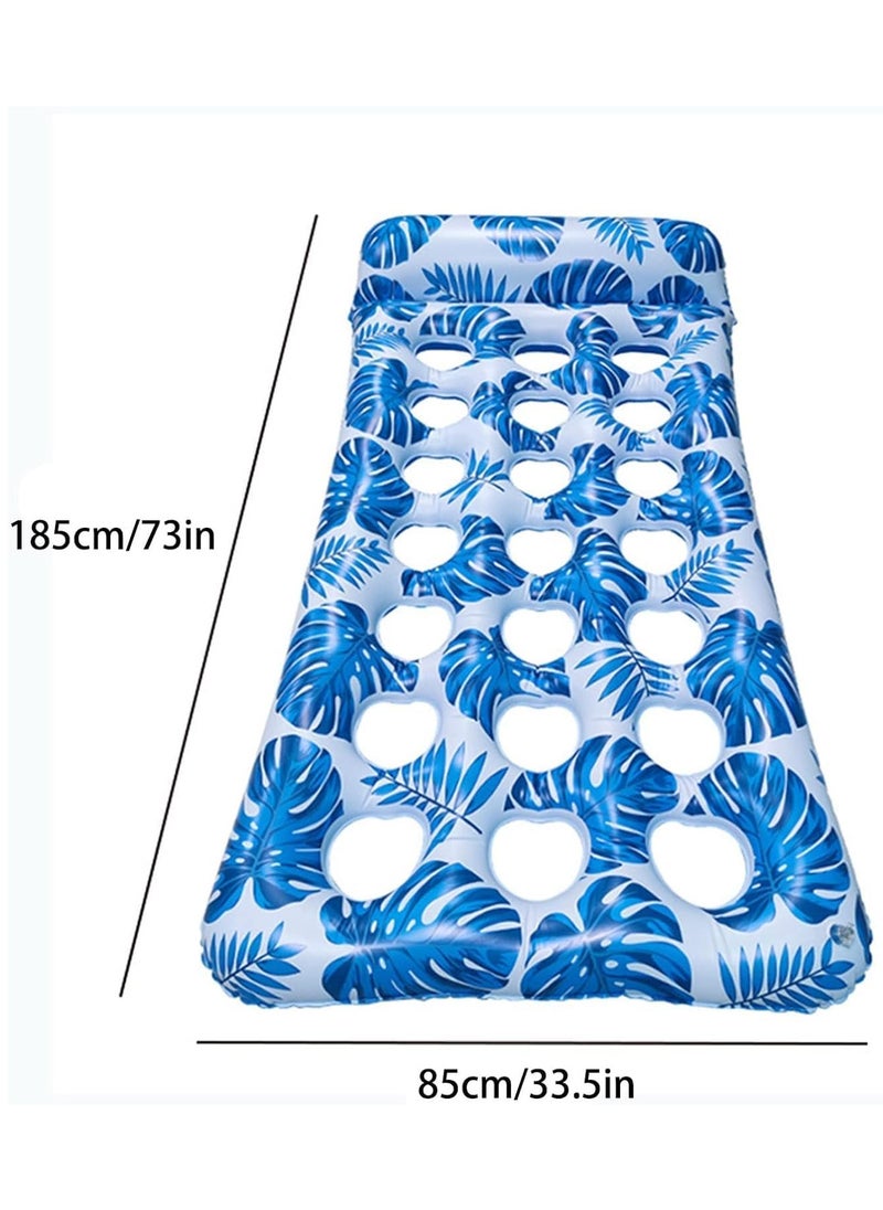 AUTOYSUR - Pool float for adult,Pool Lounger Float,Water Lounger Pool Chair Lounge,Inflatable Pool Hammock Float 21-Cooling Holes, Floating Mat Swimming Pool Floats Toys for Pool Party, Beach, Lake,blue - Image 1