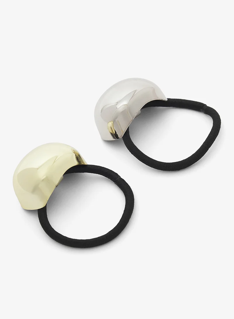 جينجر 2PK Gold Metal Hair Ties Set