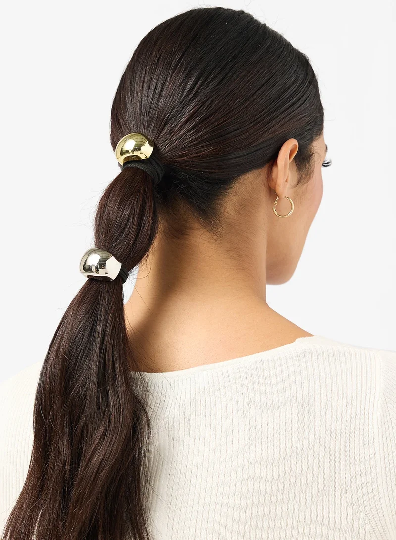 2PK Gold Metal Hair Ties Set