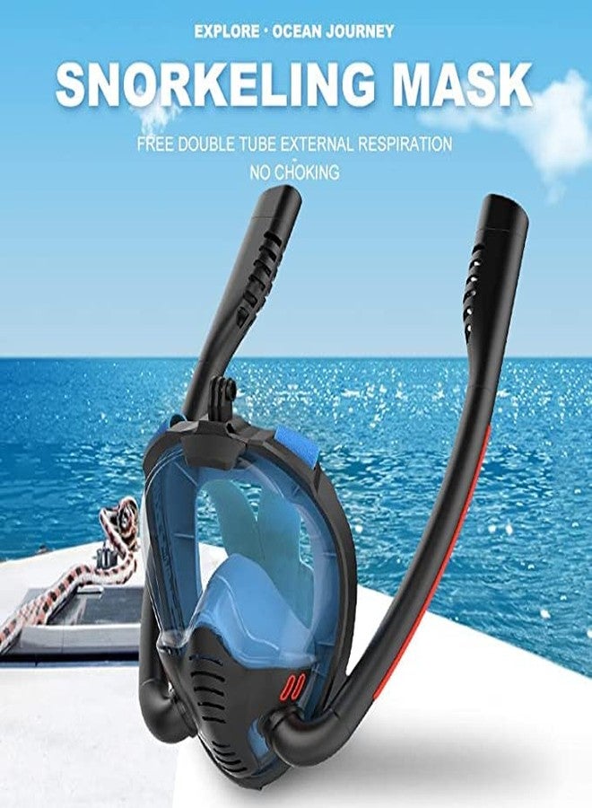 Olpad Full Face Snorkel Mask with Breathing Tubes|180 Degree Panoramic View Snorkeling Mask with Camera Mount|Anti-Leak Flog|Safe Breathing Snorkel Set [Black L/XL] - Image 5
