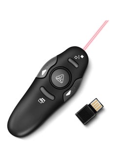 جهاز تحكم للعروض التقديمية لاسلكي 2.4GHz – صغير الحجم مع مؤشر ليزر أحمر – توصيل USB مباشر – أسود