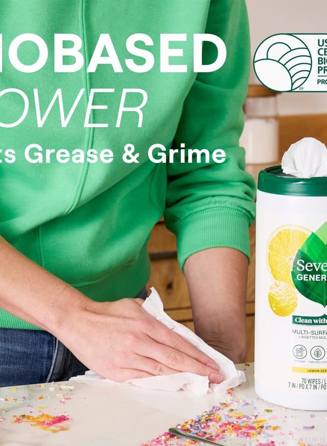 Seventh Generation Disinfecting Multi-Surface Wipes, Lemongrass Citrus Scent, 70 Wipes - Image 2