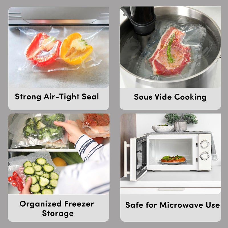 SKY FLEXI PACK Vacuum Pouch 20cm x 25cm Pack of 25 Dotted Embossed BPA Free Microwaveable Transparent Food Storage Vacuum Bags with 90 Micron Thickness Capacity Approx 950gm - Image 4
