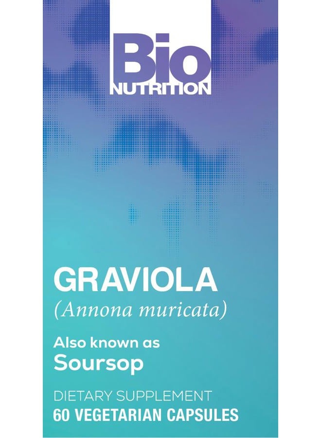 Bio Nutrition Graviola (Annona Muricata) 60 Vegetarian Capsules | 1,500 mg Soursop | Supports Healthy Immune Fuction | Anti-Oxidant Properties | Positive Digestive Benefits  - Image 1