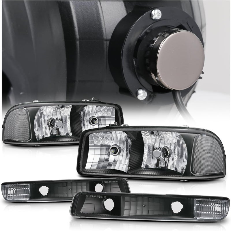 M-AUTO Black Headlights Assembly with LED Bulbs - Image 1