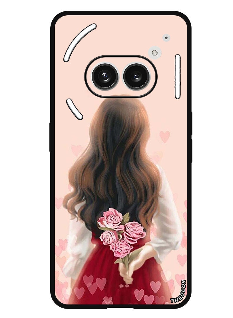 Theodor Protective Case Anti Scratch Shock Proof Bumper Cover For Nothing Phone (2A) Plus - Nothing Phone (2A) Girl Hiding Flowers - Image 1