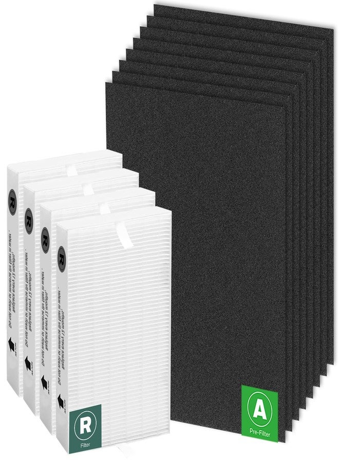 APPLIANCEMATES فلاتر بديلة من APPLIANCEMATES HPA100 لأجهزة تنقية الهواء من سلسلة Honeywell HRF-ARVP100، تشمل: HPA094، HPA101، HPA104، HPA105، HPA106، HPA3100، HPA5100، وHPA5150، بالإضافة إلى 4 فلاتر HEPA R و8 فلاتر كربون مقطوعة مسبقًا. - Image 1