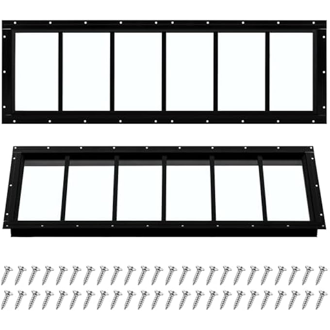 2 Pack 10'' X 35'' Black Basement Garage Door Flush Mount Shed Window With Tempered Glass Household Windows With Screws For Chicken Coop Sheds Barns Playhouse - Image 1