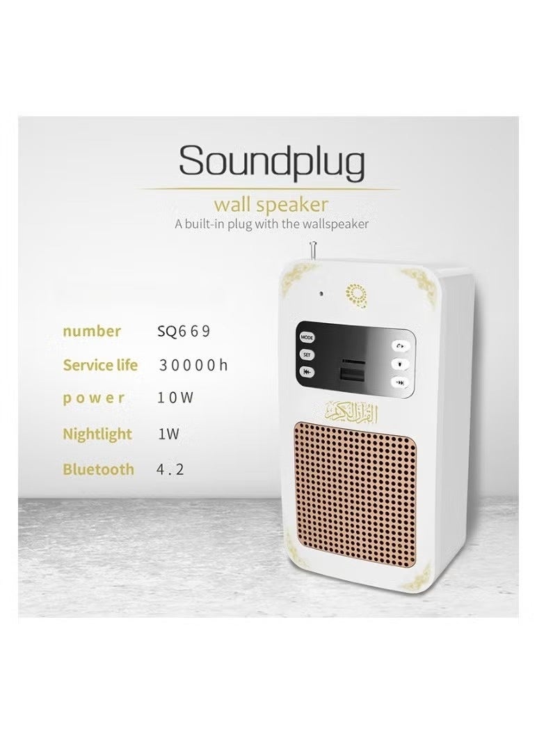Bluetooth Quran Speaker with Remote & FM Radio Wall-Mounted Quran Audio Player 16-Language Translation USB, TF Card & Bluetooth Support Clear Quran Recitation SQ-669 - Image 5