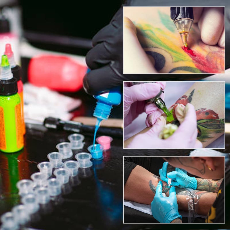 Autdor 310Pcs Tattoo Practice Skins and Ink Caps Kit - Mixed 300Pcs Pigment Ink Cups #9 Small, #13 Medium, #16 Large and 10Pcs Tattoo Skin - Image 5