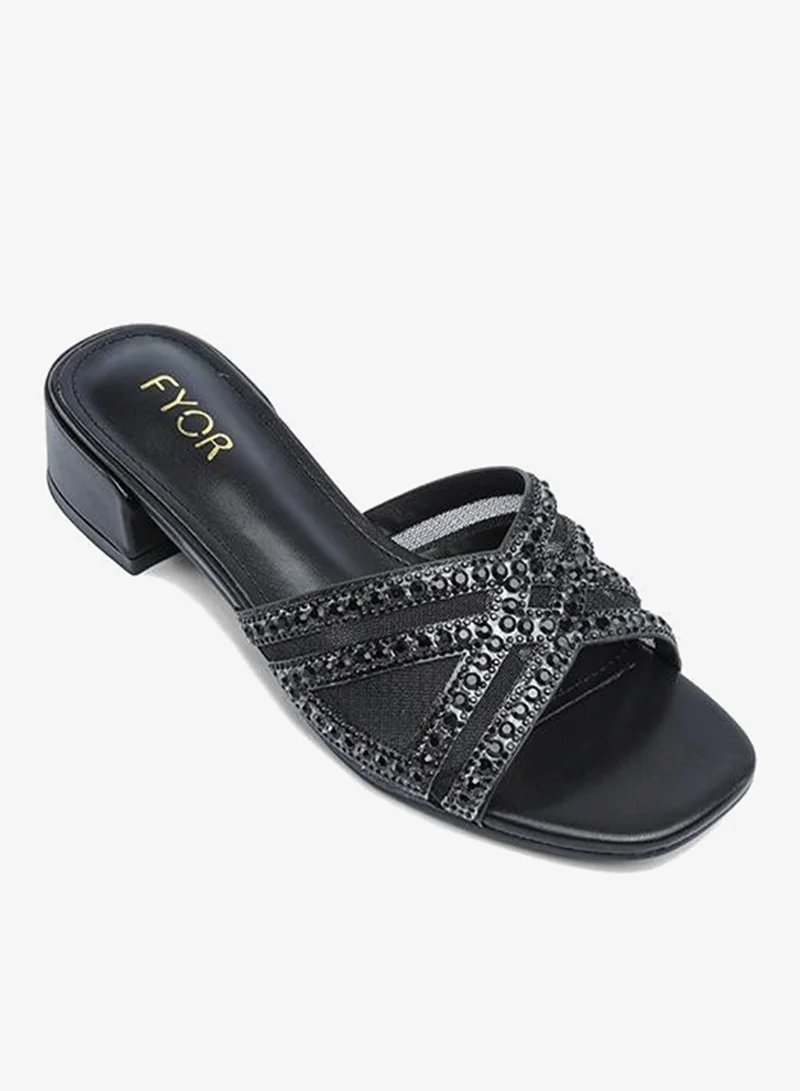 فايور Stylish Ornate Metallic Block Heel  AJ 021