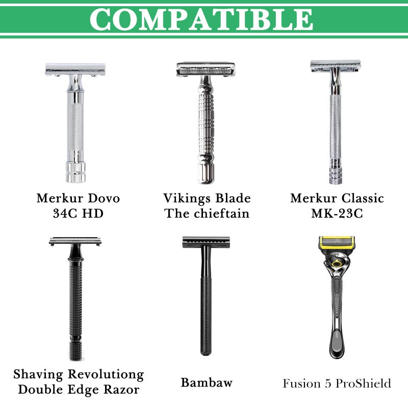 Linkidea Shower Shaving Brush Stand, Safety Razor Holder, Compatible with Vikings Blade Chieftain, Emperor Augustus Razor (Brushed Nickel) - Image 2