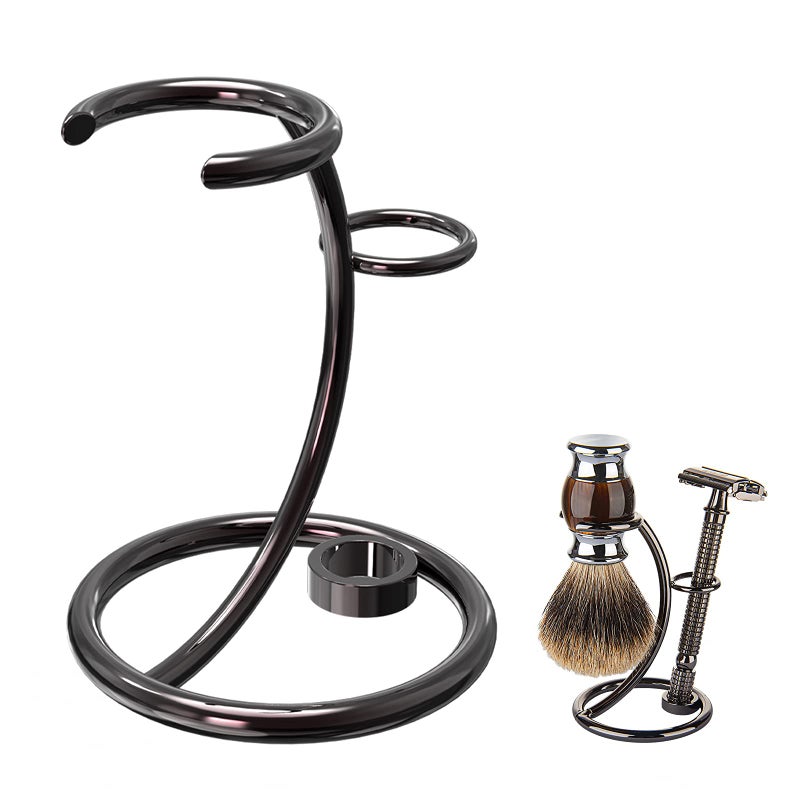 Linkidea Shower Shaving Brush Stand, Safety Razor Holder, Compatible with Vikings Blade Chieftain, Emperor Augustus Razor (Brushed Nickel) - Image 1