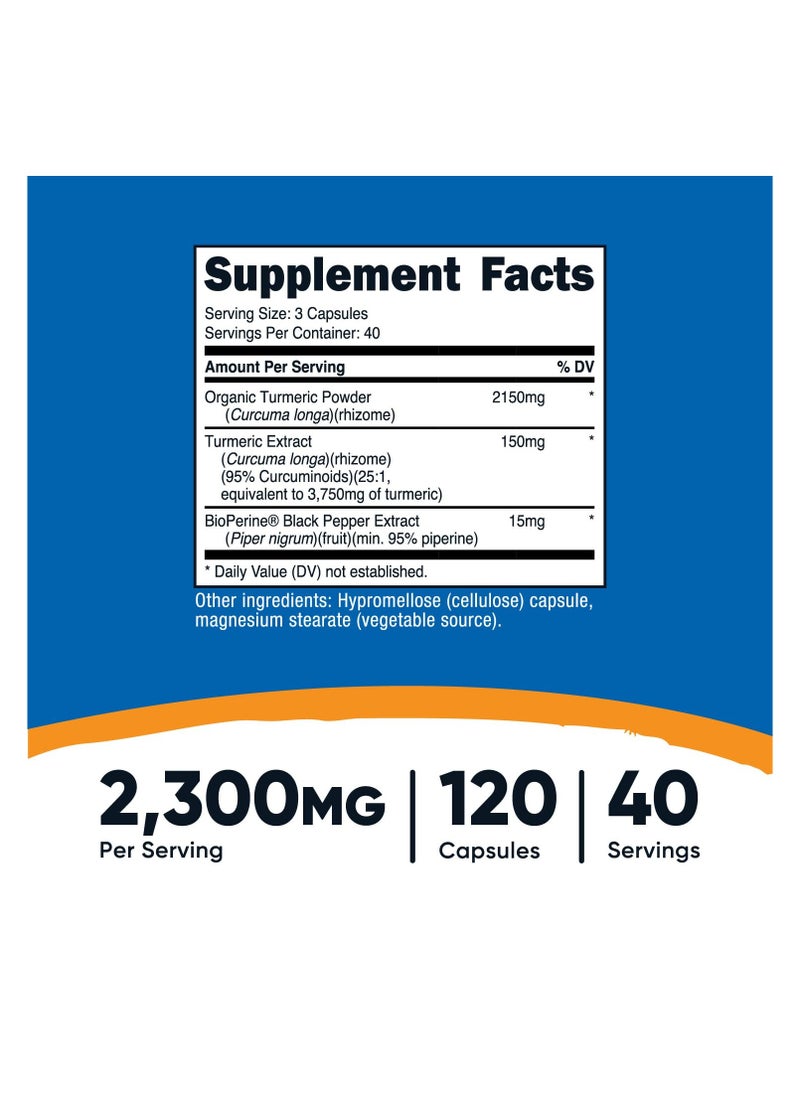 Nutricost - Turmeric,2300 MG Per Serving,40 SERVINGS | 120 Capsules - Image 1