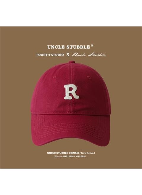 Generic 2022 new letter R standard brown baseball cap Womens Big head circumference slimming face small all-match Sports peaked cap Wine Red  - Image 4
