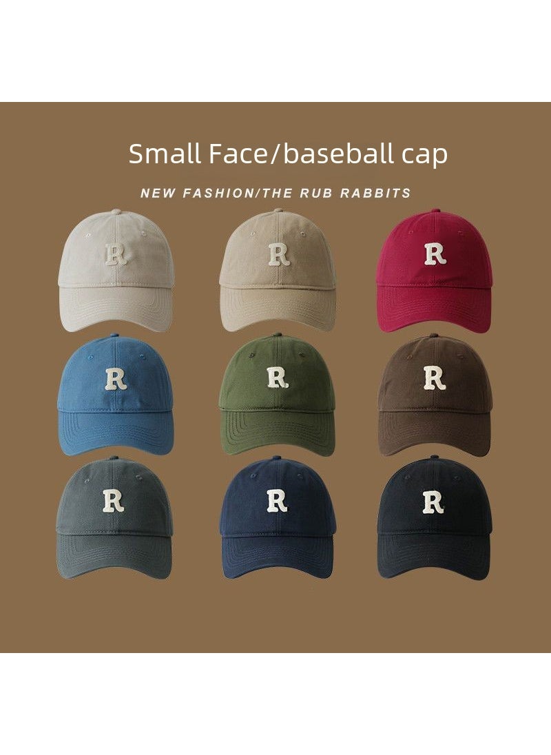 Generic 2022 new letter R standard brown baseball cap Womens Big head circumference slimming face small all-match Sports peaked cap Wine Red  - Image 1