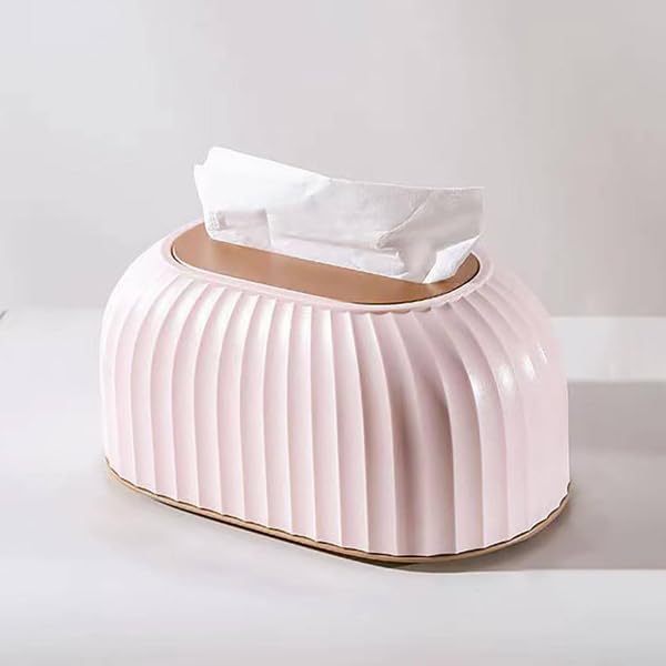 JAMBUVANTI Streak Tissue Box Holder with Automatic Spring/Desktop Facial Paper Towel Dispenser for Office, Home, Restaurants, cafes, Hotels & Hospitals (Lavender) - Image 1