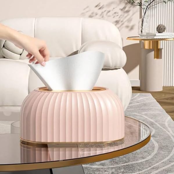 JAMBUVANTI Streak Tissue Box Holder with Automatic Spring/Desktop Facial Paper Towel Dispenser for Office, Home, Restaurants, cafes, Hotels & Hospitals (Lavender) - Image 2