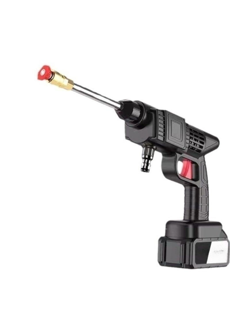 Huitich 12V High-Pressure Car Washing Water Gun Black Includes 1 Battery, 3-Section 5m Tube - Image 1