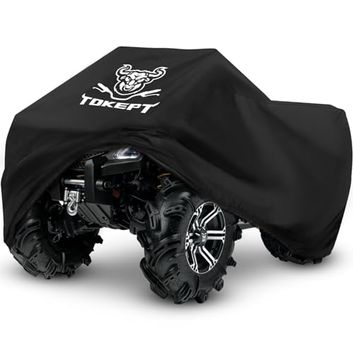 Tokept ATV Cover, Heavy Duty Black Waterproof Oxford Fabric Protective 4 Wheeler Quad Cover for 82" Kawasaki Honda Polaris Yamaha (82''L x 47''W x 45''H) - Image 1