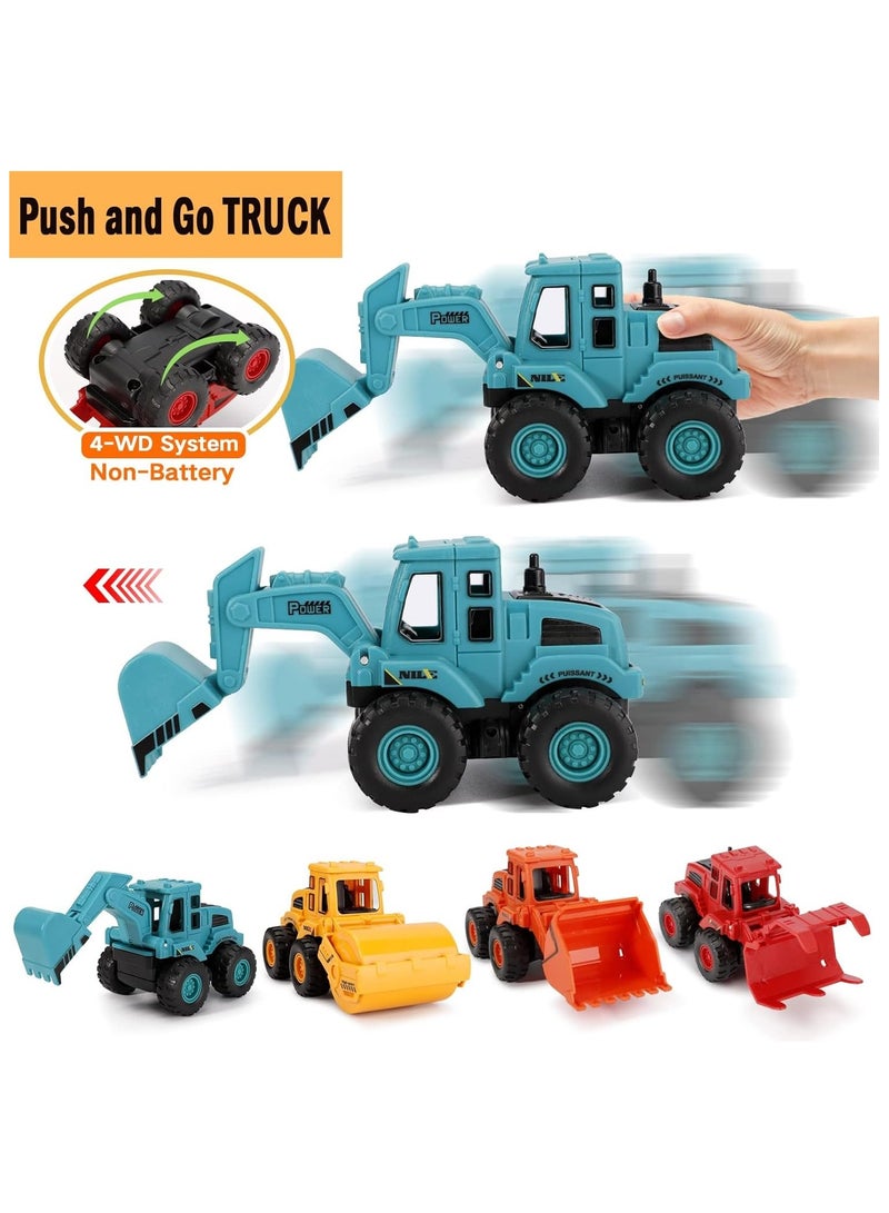 سوفام ألعاب البناء، ألعاب البناء بالطاقة الاحتكاك المركبات، ألعاب الدفع والحركة البناء شاحنات الرمل، الألعاب الخارجية مع هدية شاحنة الحفار الجرافة للـ 3-8 سنوات من العمر (4Pcs) - Image 2