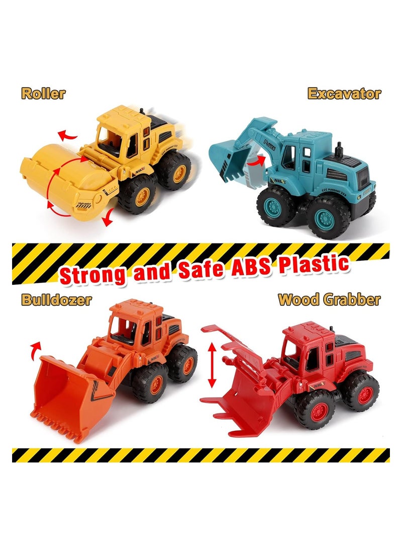 سوفام ألعاب البناء، ألعاب البناء بالطاقة الاحتكاك المركبات، ألعاب الدفع والحركة البناء شاحنات الرمل، الألعاب الخارجية مع هدية شاحنة الحفار الجرافة للـ 3-8 سنوات من العمر (4Pcs) - Image 4