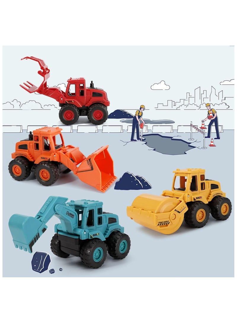 سوفام ألعاب البناء، ألعاب البناء بالطاقة الاحتكاك المركبات، ألعاب الدفع والحركة البناء شاحنات الرمل، الألعاب الخارجية مع هدية شاحنة الحفار الجرافة للـ 3-8 سنوات من العمر (4Pcs) - Image 3