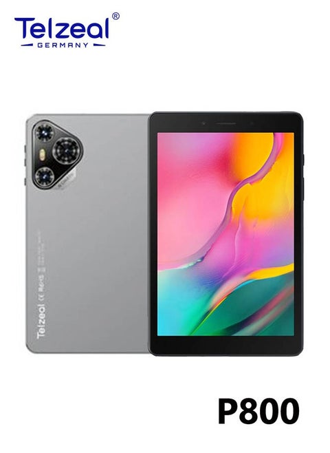تابلت Telzeal P800 بشاشة 8 بوصات يعمل بنظام Android 12 مع شريحة اتصال مزدوجة وذاكرة وصول عشوائي 6 جيجابايت وذاكرة قراءة فقط 256 جيجابايت وبطارية 5000 مللي أمبير وبطارية 5000 مللي أمبير في الساعة ولوحة مفاتيح لاسلكية باللون الرمادي من Telzeal