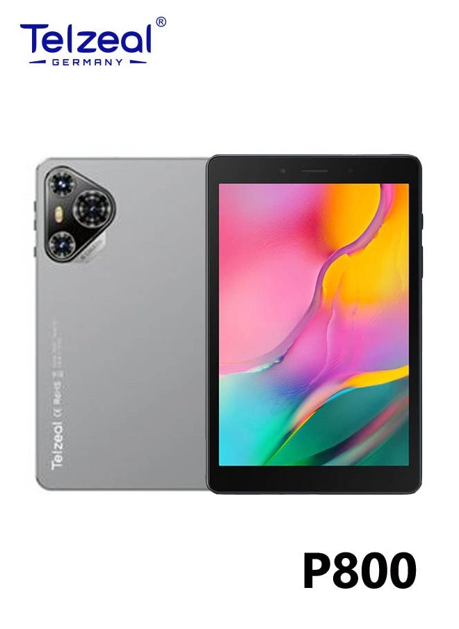تابلت Telzeal P800 بشاشة 8 بوصات يعمل بنظام Android 12 مع شريحة اتصال مزدوجة وذاكرة وصول عشوائي 6 جيجابايت وذاكرة قراءة فقط 256 جيجابايت وبطارية 5000 مللي أمبير وبطارية 5000 مللي أمبير في الساعة ولوحة مفاتيح لاسلكية باللون الرمادي من Telzeal