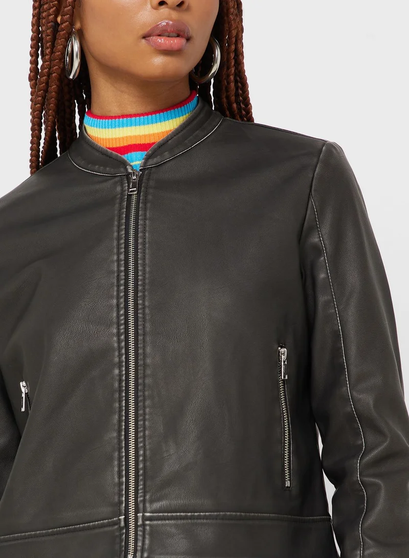 ONLY Button Detail Pu Jacket